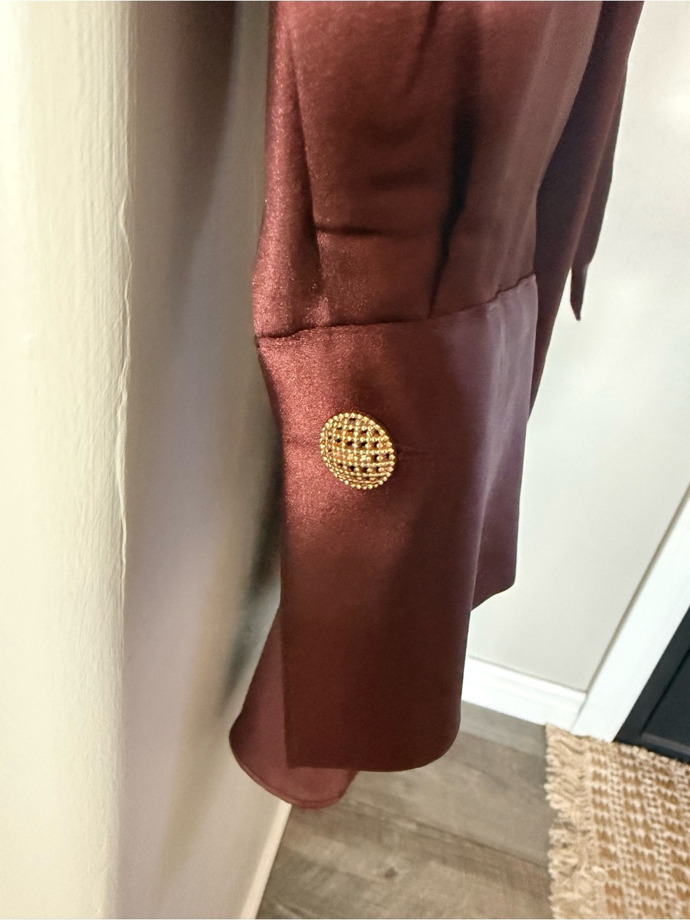 Gianni Bini Satin Wrap dress in Burgundy - Picture 3 of 5
